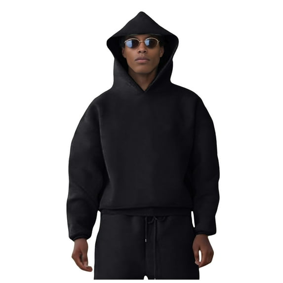 Fgnfyis Autumn and Winter Casual Couple Fashion Hoodie Sweatshirt Solid Color Loose Sweatshirt Hoodies for Men Black L