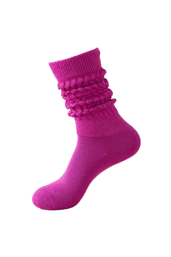 Autumn and Winter Thigh High Socks for Women Thick Knit Crew Socks Versatile College Style Pilling Knee High Socks Cozy Warm Purple One Size