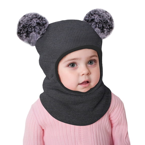 Fgnfyis Baby Warm Knit Earflap Hat with Soft Thermal Winter for Boys Girls with Winter Hats for Kids Dark Gray