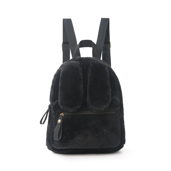 Fgnfyis Backpack for Girls Cute Rabbit Ear Plush Lightweight Daypack School Travel Everyday Use Kids Backpack Black