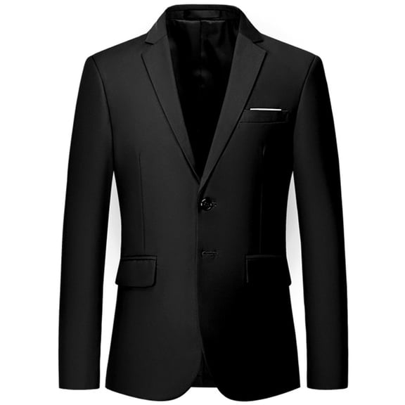 Fgnfyis Blazer for Men Modern Slim Fit Two Button Tailored Business Jacket for Formal Attire Jackets for Men Black XXL