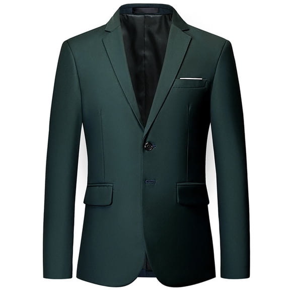 Fgnfyis Blazer for Men Modern Slim Fit Two Button Tailored Business Jacket for Formal Attire Jackets for Men Green M