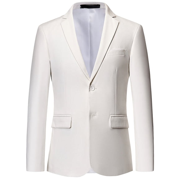 Fgnfyis Blazer for Men Modern Slim Fit Two Button Tailored Business Jacket for Formal Attire Jackets for Men White XXXL