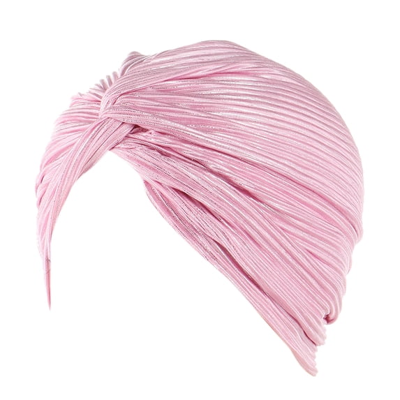 Fgnfyis Bohemian Braid Cap Ethnic Silver Headbands for Women Turban Hair Cover Wrap Chemo Cancer Hat Pink