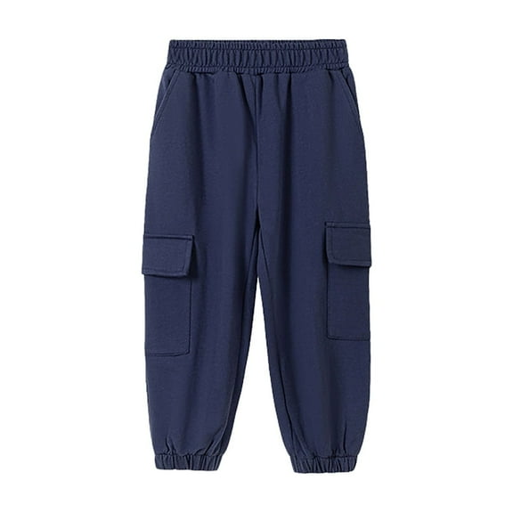 Fgnfyis Boys Cargo Pants for Autumn Season Solid Trousers Durable Soft Casual Wear for Kids and Youth Navy 6-7 Years