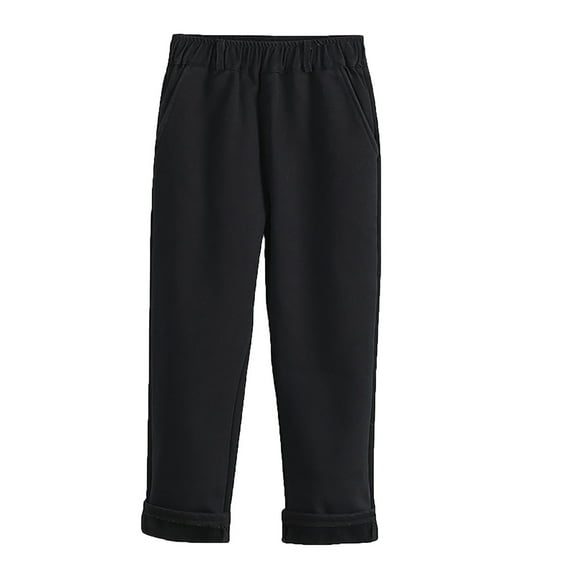 Fgnfyis Boys Corduroy Dress Pants for School Winter Lined Trousers Elastic Waist Comfortable Kids formal and Casual Bottoms Black 10-11 Years