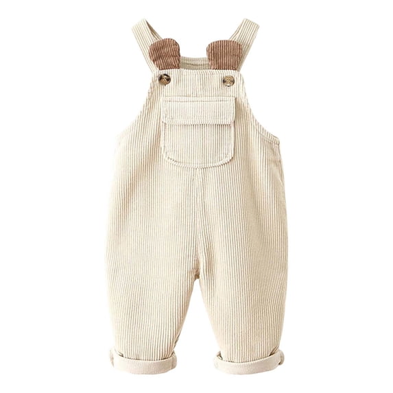 Fgnfyis Boys Corduroy Overalls Dungarees for Toddlers and Kids Soft and Comfortable Overall Pants with Adjustable Straps Toddler Boy Overalls Beige 6-12 Months