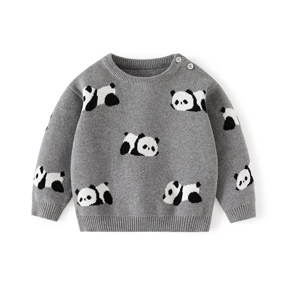 Fgnfyis Boys Knit Sweater Gradient Color Long Sleeve Crewneck Pullover Soft Comfortable Casual Wear for Kids and Children Youth Grey 5-6 Years