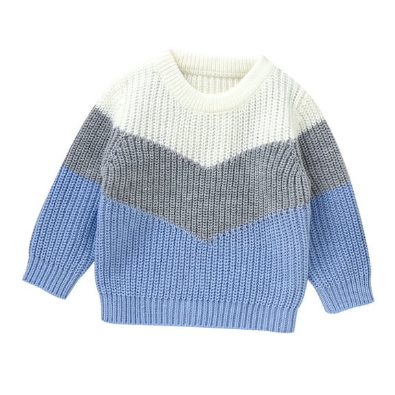 Fgnfyis Boys Knit Sweater Long Sleeve Warm Top for Fall and Winter Seasonal Comfort Wear Sky Blue 12-18 Months
