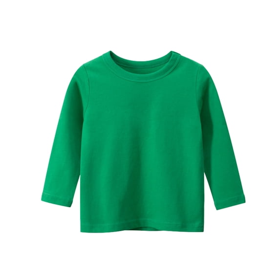 Fgnfyis Boys Shirts Toddler Kids Kids Basic T Shirt Tees Shirt Tops Solid Color for Kids Boys Long Sleeve Shirts Green 3-4 Years