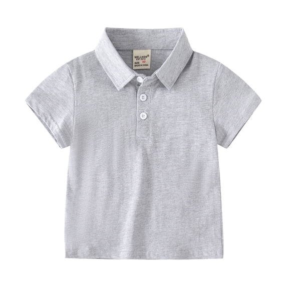 Fgnfyis Boys Short Sleeve Tops Kids Toddler Flannel Shirt Jacket Solid Short Sleeve Lapel Button Down Shacket Baby Shirt Top Outwear Boys T Shirts Grey 18-24 Months