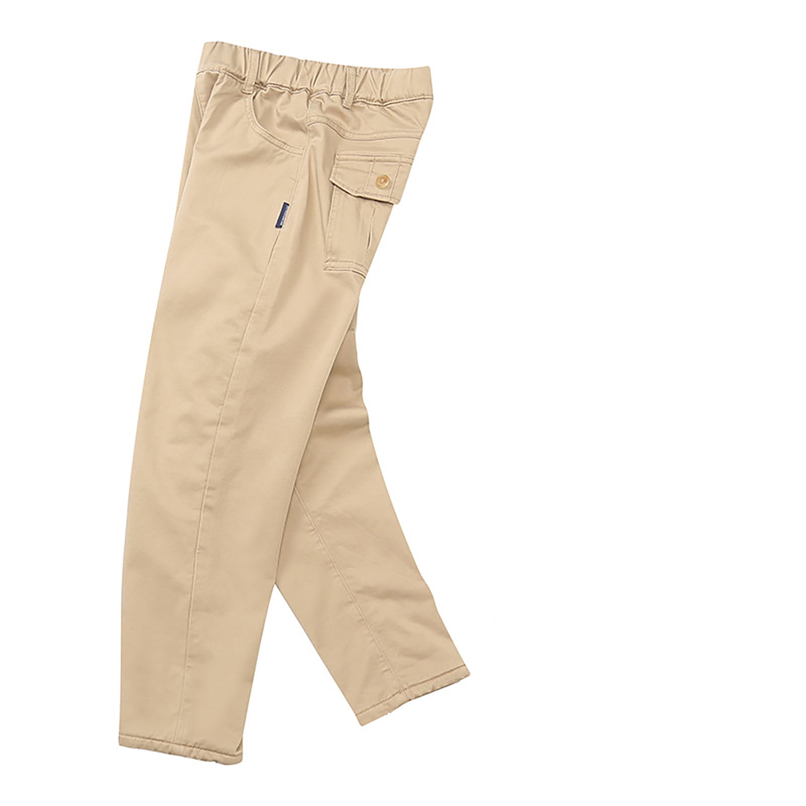 Fgnfyis Boys Stretch Lined Thickened Pants for School Sports Comfortable Elastic Waist Casual Trousers Kids Durable Lightweight Breathable Wear Khaki1 3-4 Years