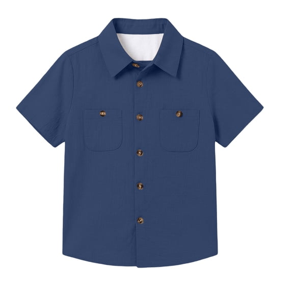 Fgnfyis Boys T Shirts Casual Short Sleeve Shirts for Kids Comfortable Daily Wear Top with Classic Design Tshirts for Kids Boys Navy 9-10 Years