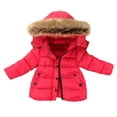 thumbnail image 1 of Fgnfyis Boys Winter Jacket with Hooded Zipper Front Solid Color Warm Outerwear for Children Coats and Hoodies Red 3-4 Years, 1 of 1
