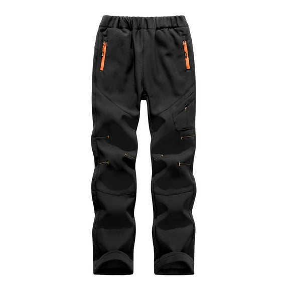 Fgnfyis Boys Winter Ski Pants with Patchwork Design and Insulated Warmth for Outdoor Sports and Casual Activities Black 10-12 Years