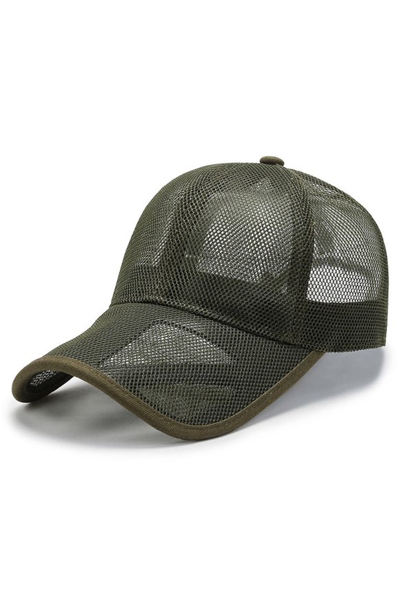 Breathable Outdoor Performance Baseball Cap with Mesh Panels for Active Sports and Sun Green A