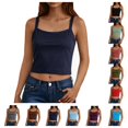 thumbnail image 1 of Fgnfyis Built In Bra Tank Tops For Women Slim Fit Cropped Sleeveless Camisole Stretchy Summer Fashion Womens Tops Navy XL, 1 of 6