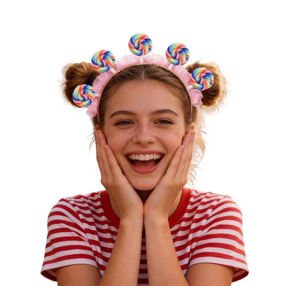 Fgnfyis Candy Hairband Women's Headbands Girls Playful Amusement Park Themed Adjustable Elastic Headwrap Pink