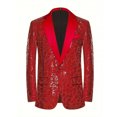 thumbnail image 1 of Fgnfyis Carnival Blazer for Men Stage Performance Jacket Formal Dancewear Shiny Groom Wedding Party Show Elegant Tuxedo Coat Mens Jacket Red XL, 1 of 9