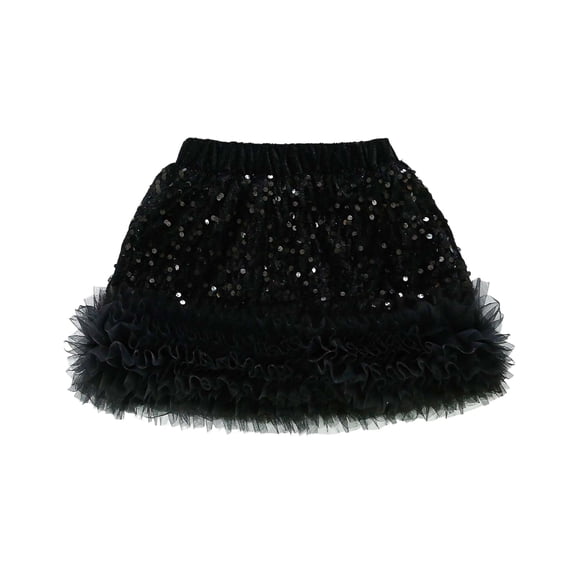 Fgnfyis Carnival Girls Skirts Cake Princess A Line Mesh Tutu Layered Party Dress with Sequins for Birthday Celebration Black_002 13-14 Years