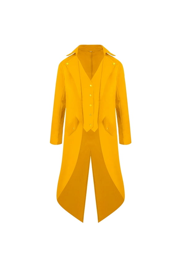 Carnival Jacket for Men Long Tailcoat Gothic Striped Tuxedo Frock Mens Coats Yellow S