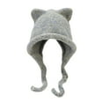 thumbnail image 1 of Fgnfyis Cat Ear Braid Knitted Hat Winter Outdoor Warm Cute Braid Hair Ear Protection Winter Hats for Women Grey, 1 of 3
