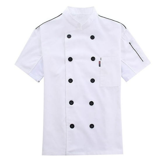 Fgnfyis Chefs Jacket Unisex Chefs Clothing Hotel with Long Sleeves and Contrasting Red Buttons Chefs Jacket for Men & Women Tops for Men Trendy White L