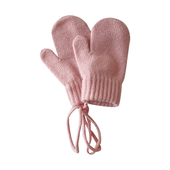 Fgnfyis Children 2025 Candy Color Halterneck Baby Mittens for Winter Warmth Fashionable Outdoor Protection and Soft Material Pink