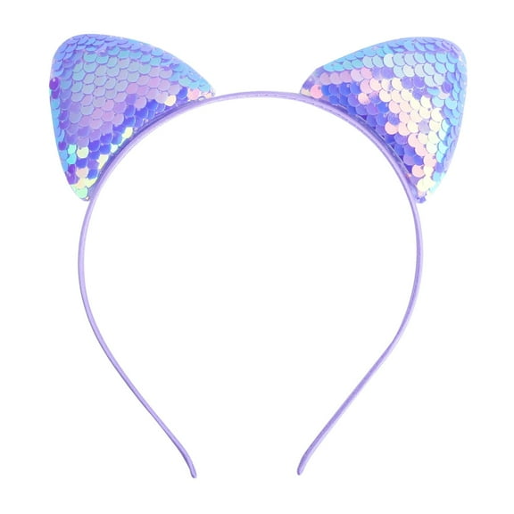 Fgnfyis Childrens Glitter Cat Ears Headband Sparkling Cartoon Festival Party Hair Accessory for Girls Dark Purple One Size