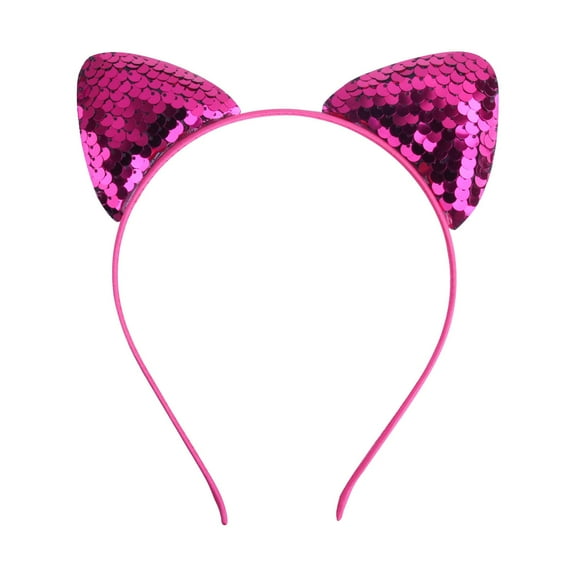 Fgnfyis Childrens Glitter Cat Ears Headband Sparkling Cartoon Festival Party Hair Accessory for Girls Hot Pink One Size