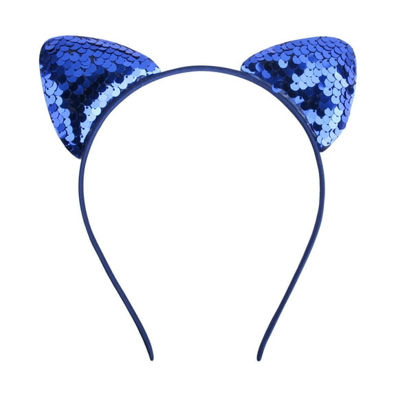 Fgnfyis Childrens Glitter Cat Ears Headband Sparkling Cartoon Festival Party Hair Accessory for Girls Navy One Size