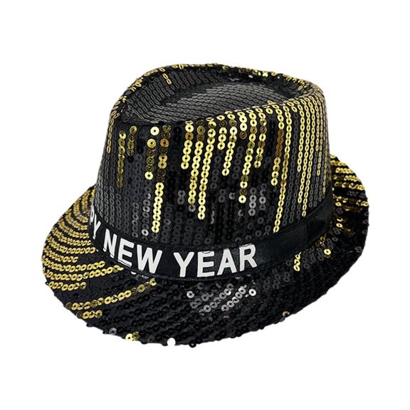 Fgnfyis Christmas Hats for Women Sequin Jazz Hat Happy Year Celebration Festive Party Bucket Hat Gold