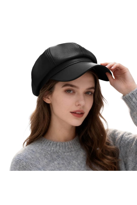 Classic Eight Panel Beret Painter Cap Design Fashion Retro Headwear for Women Black
