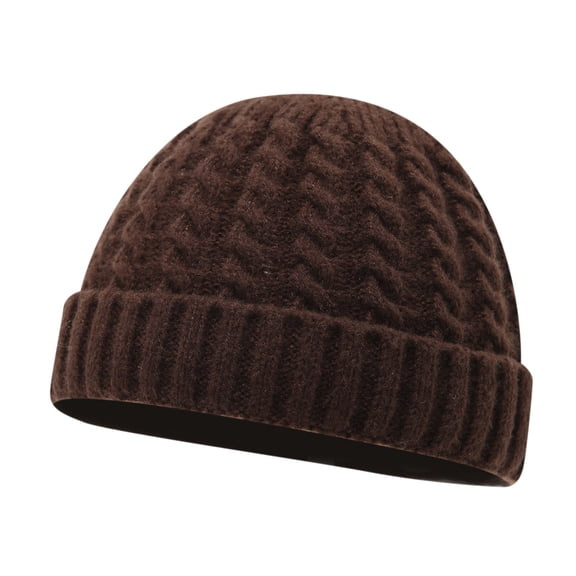 Fgnfyis Classic Knitted Warm Retro Braided Style Earless Cap Cozy for Winter Outdoor Activities Unisex Mens Hats Coffee