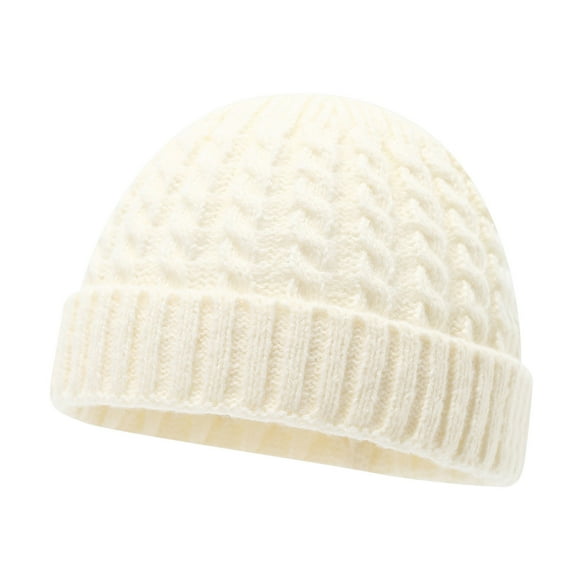 Fgnfyis Classic Knitted Warm Retro Braided Style Earless Cap Cozy for Winter Outdoor Activities Unisex Mens Hats White