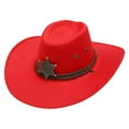 thumbnail image 1 of Fgnfyis Classic Western Cowboy Hat For Men And Women With Decorative Star Buckle Detail Wide Brim Design Red One Size, 1 of 2