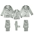 thumbnail image 1 of Fgnfyis Comfortable Grey Silk Long Sleeved Parent Child Pajamas Solid Color 2 Piece Set Family Imitation Silk Set for Children Grey 7-8 Years, 1 of 9