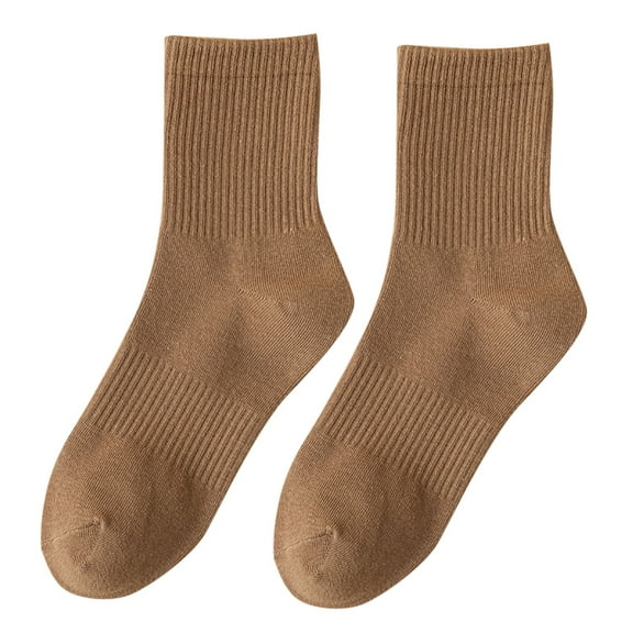 Fgnfyis Couples Crew Socks Spring Summer Solid Color Socks for Men and Women Sweat Absorbent Breathable Sports Stockings Brown 20CM*8CM