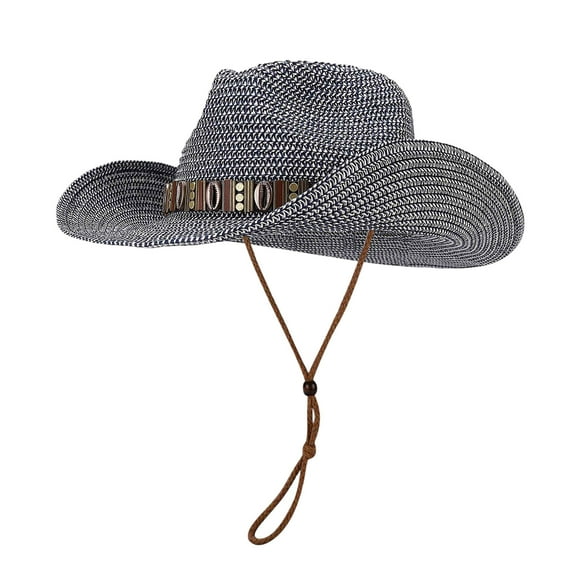 Fgnfyis Cowboy Hats for Women Summer Cowboy Style Seaside Casual Holiday Sun Hat Panama Style Shade Bowler Hat Blue