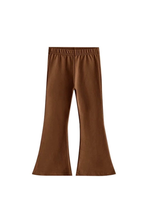Cozy Girls Wide Leg Bottoms for Everyday Casual Wear and Comfort Fabric Fall Season Pants Coffee 5-6 Years