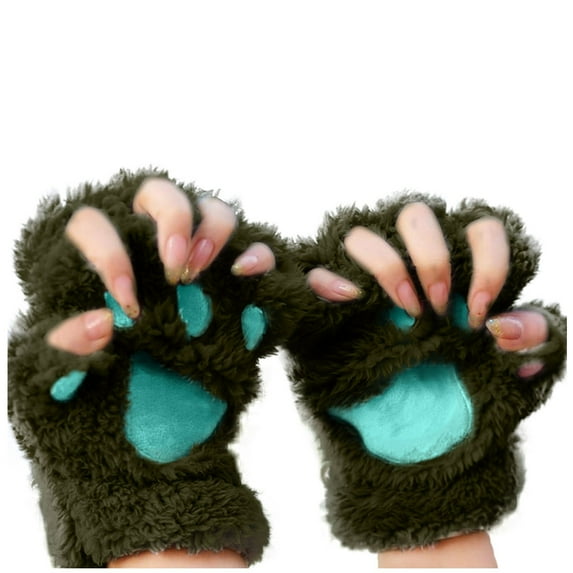 Fgnfyis Cute Cartoon Gloves for Women Cozy Fingerless Winter Warmth Fashion Accessory Green One Size