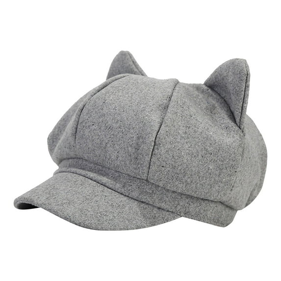 Fgnfyis Cute Cat Ears Classic Beret for Women Solid Color Painter Hat Retro Eight-Panel Women's Hats GY2