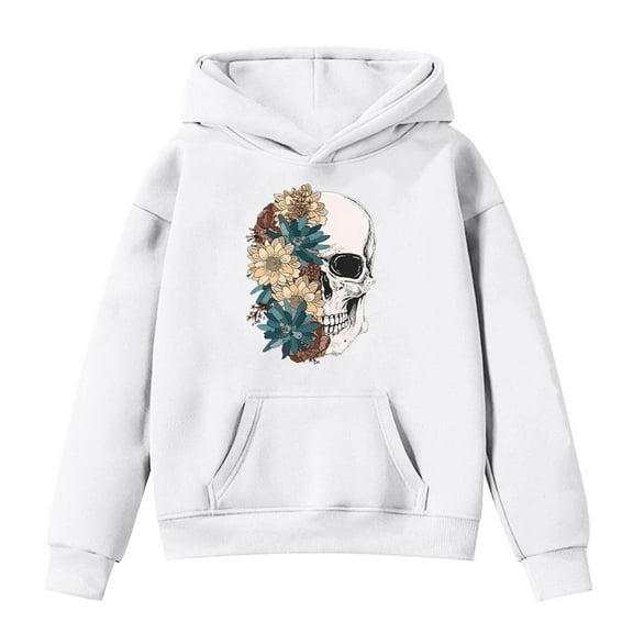 Fgnfyis Cute Cozy Halloween Hoodie for Kids Ghost Print Pullover Sweatshirt Hoodie with Pocket for Fall and Winter Season White 4-5 Years