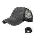 thumbnail image 1 of Fgnfyis Distressed Baseball Cap Unstructured Adjustable Snapback Washed Denim Ponytail Hat with Breathable Mesh Black One Size, 1 of 4