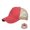 thumbnail image 1 of Fgnfyis Distressed Baseball Cap Unstructured Adjustable Snapback Washed Denim Ponytail Hat with Breathable Mesh Watermelon Red One Size, 1 of 4