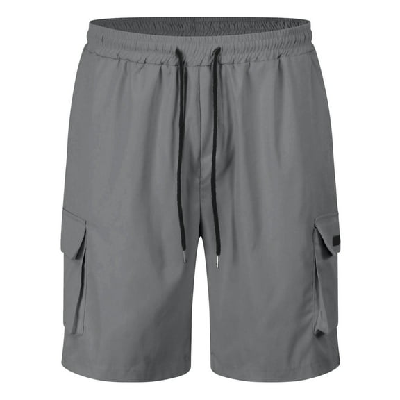 Fgnfyis Drawstring Belted Pocket Cargo Shorts for Men Mens Shorts Grey M