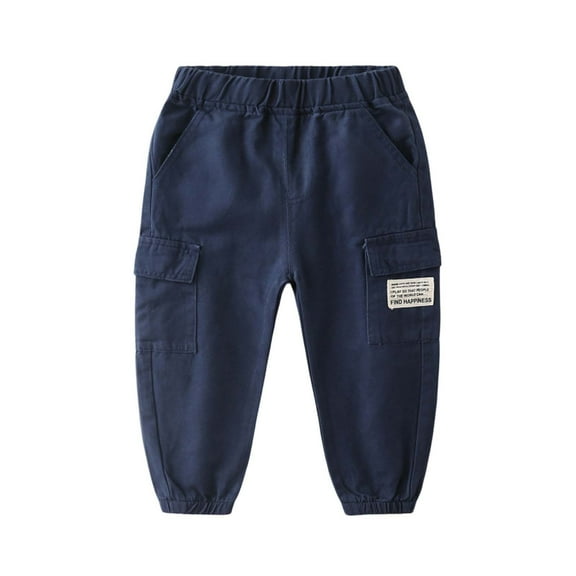 Fgnfyis Durable Boys Cargo Pants for Toddlers Outdoor Playground School Wear Comfortable Lightweight Long Trousers Everyday Versatile Youth Apparel Navy 5-6 Years