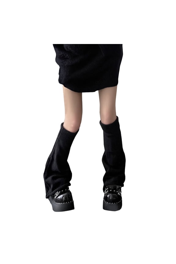 Durable Stockings for Home and Leisure Comfortable Slim Fit for Winter Versatile Accessories Women's Knitted Leg Warmers Black