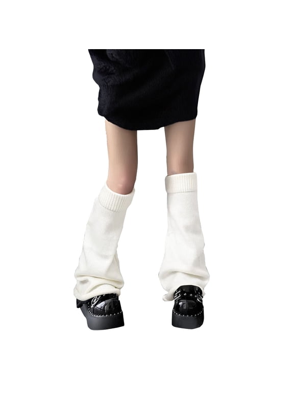 Durable Stockings for Home and Leisure Comfortable Slim Fit for Winter Versatile Accessories Women's Knitted Leg Warmers White