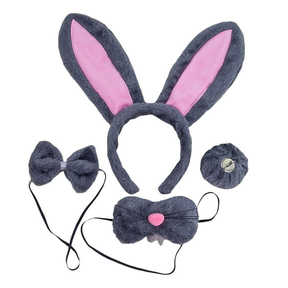Fgnfyis Easter Bunny Ear Headband Cute Rabbit Hairband for Party Decorations Autumn Winter Accessories Soft And Dark Gray